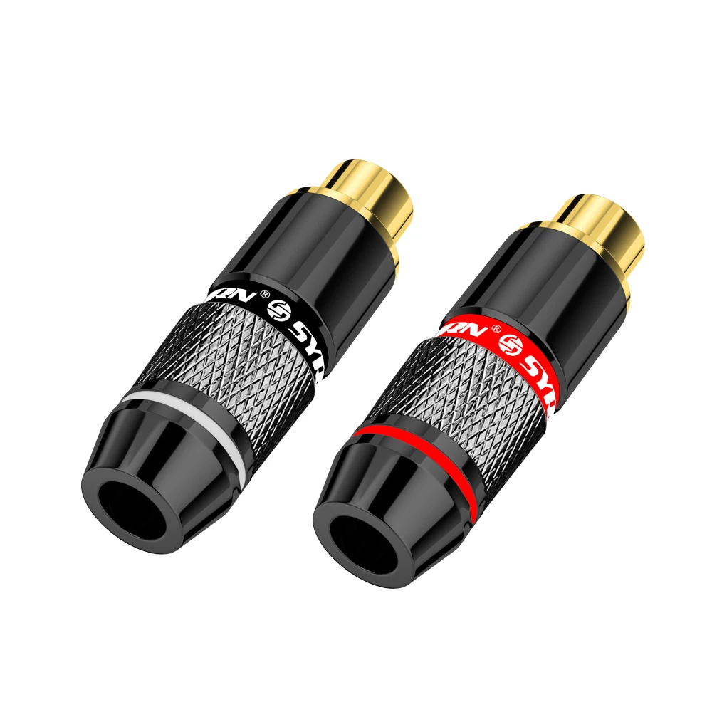 High Quality 24K Gold RCA Jack Audio Video Connector Adapter For HIFI Audio DIY Cable black&red 1/pair speaker plug RCA Plug