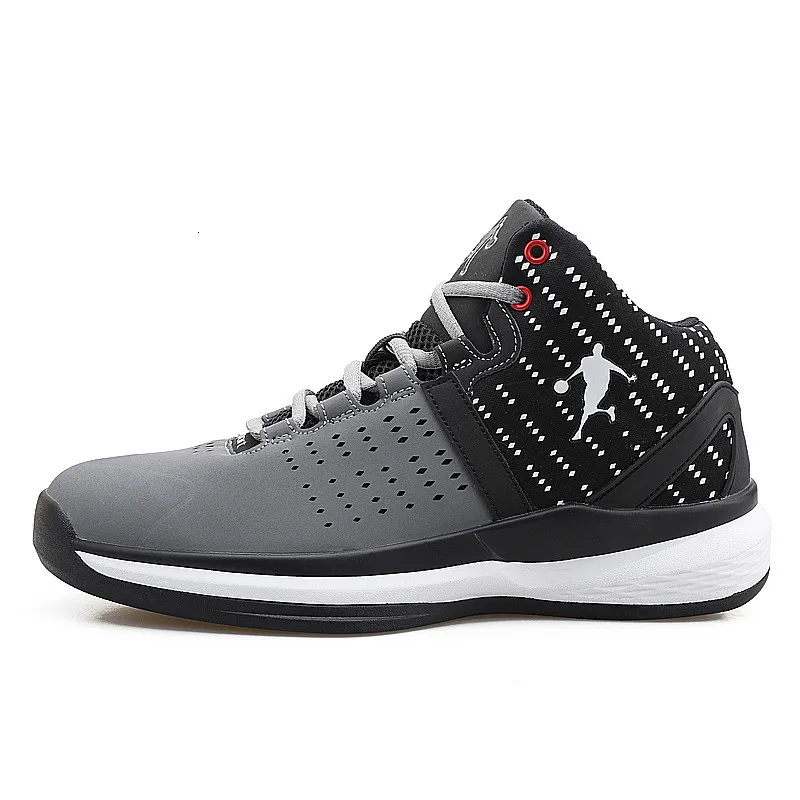 gray BOUSSAC Breathable Jordan Basketball Shoes Men Retro High-top Air Cushioning Sneakers Man Shockproof Sport Shoes Outdoor Male - Цвет: gray