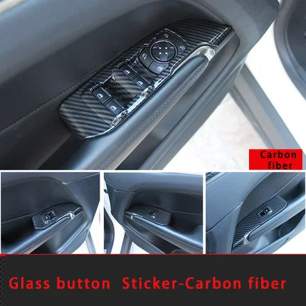 Glass lift button Для Линкольн МКС- стекло из углеродного волокна Кнопка подъема рамка литья отделка 4 шт - Цвет: Glass lift button