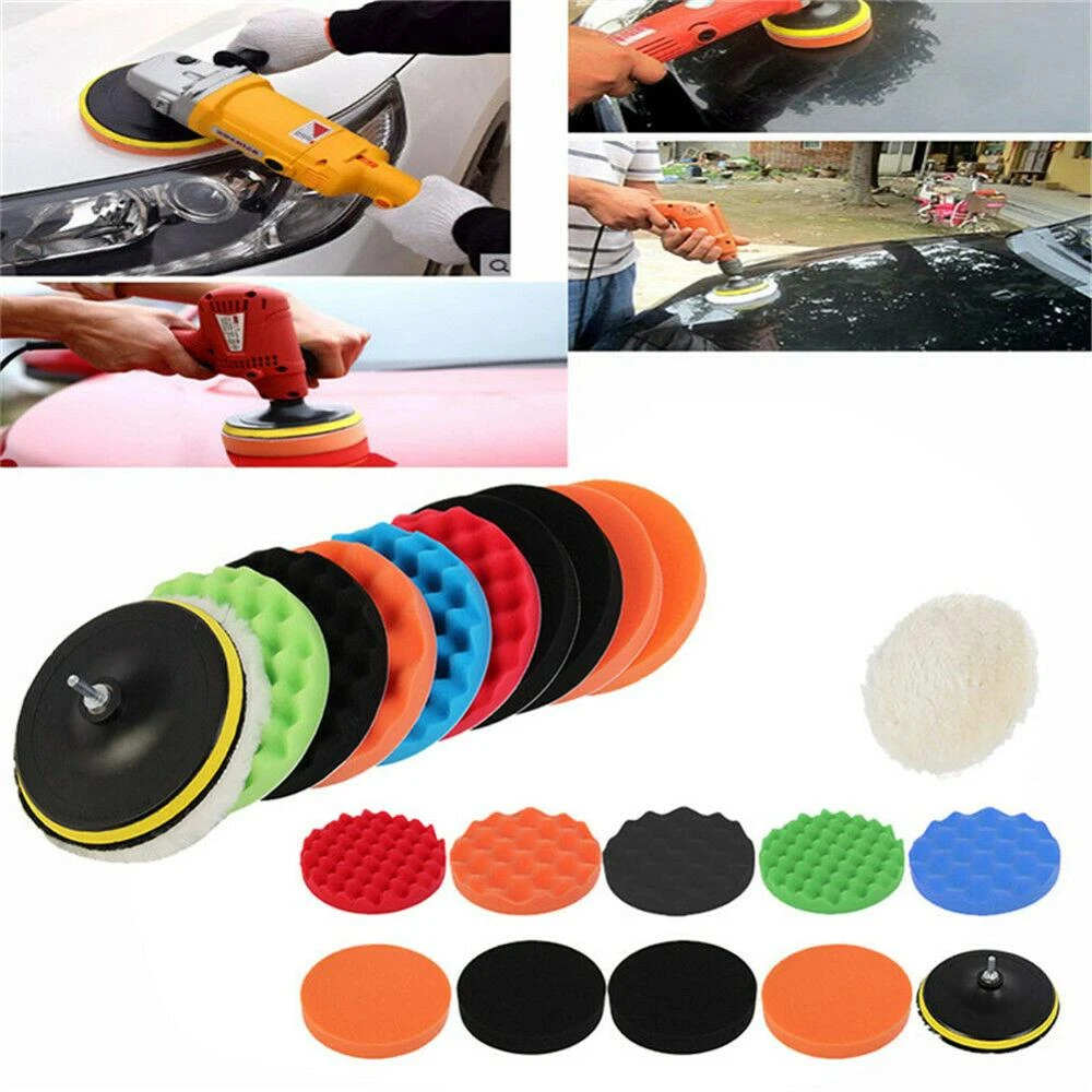 11PCS 7/'/' 3/'/' Car Buffing Pads Polishing Sponge Buffer Waxing Foam Polisher