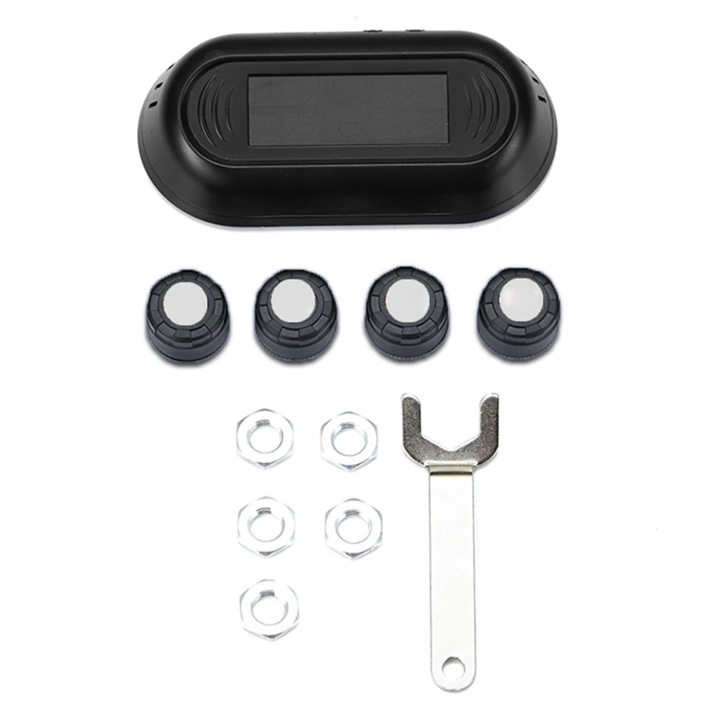 Солнечная энергия автомобиля TPMS датчик давления в шинах черный беспроводной цифровой ЖК-дисплей Четыре датчика s охранная система сигнализации в шинах