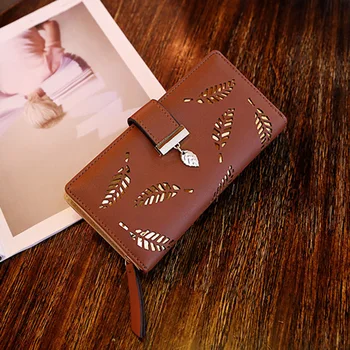 

Women PU Leather Wallet Purse Card Holders Hollow Leaves Fashion for Coins Money B88