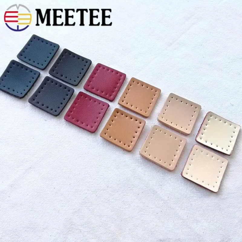 Meetee, 10 пар, 2,8*2,8 см, натуральная кожа, квадратная молния, хвост, аксессуары для рук, сделай сам, багаж, кожаная часть, молния, декоративный хвост