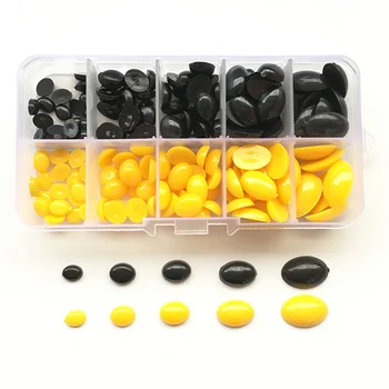 180pcs Oval Flat Black/Yellow Plastic Safety Flat Noses for Dolls Making Toys Teddy Bear Dolls Eyes Amigurumi Doll Accessories 1