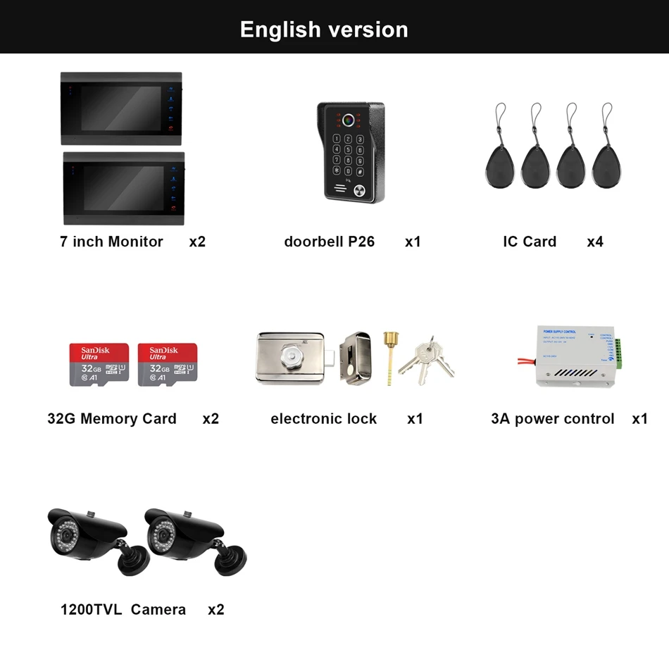 English version HomeFong Wi-Fi Домофон беспроводное видеопереговорное устройство с электронным замком CCTV камера домашний контроль доступа система управления по телефону - Цвет: English version