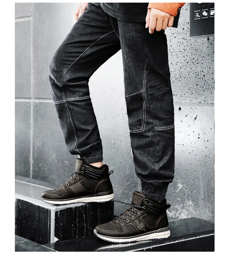 KJEDGB/новые зимние мужские ботинки; ботильоны из искусственной кожи; очень теплые плюшевые уличные Нескользящие повседневные мужские ботинки; рабочие зимние ботинки
