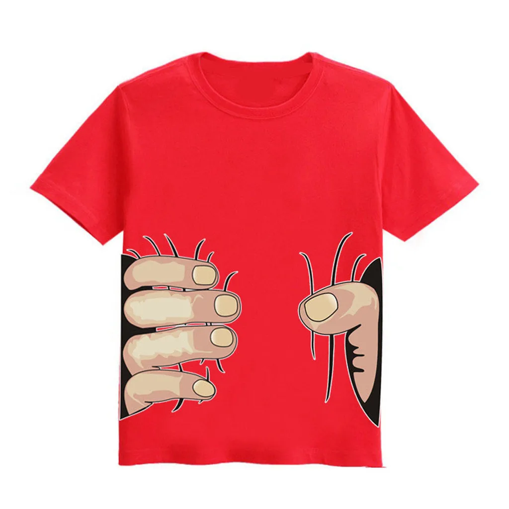 Модная детская одежда для девочек хлопковая Детская футболка с круглым вырезом и рисунком пальцев для маленьких мальчиков топы, футболки, одежда, H5