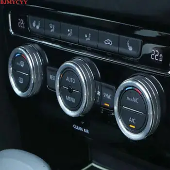 

BJMYCYY 3pcs/set Metal decorative ring for knob of automobile air conditioning panel for Volkswagen Tiguan 2017 Tiguan L