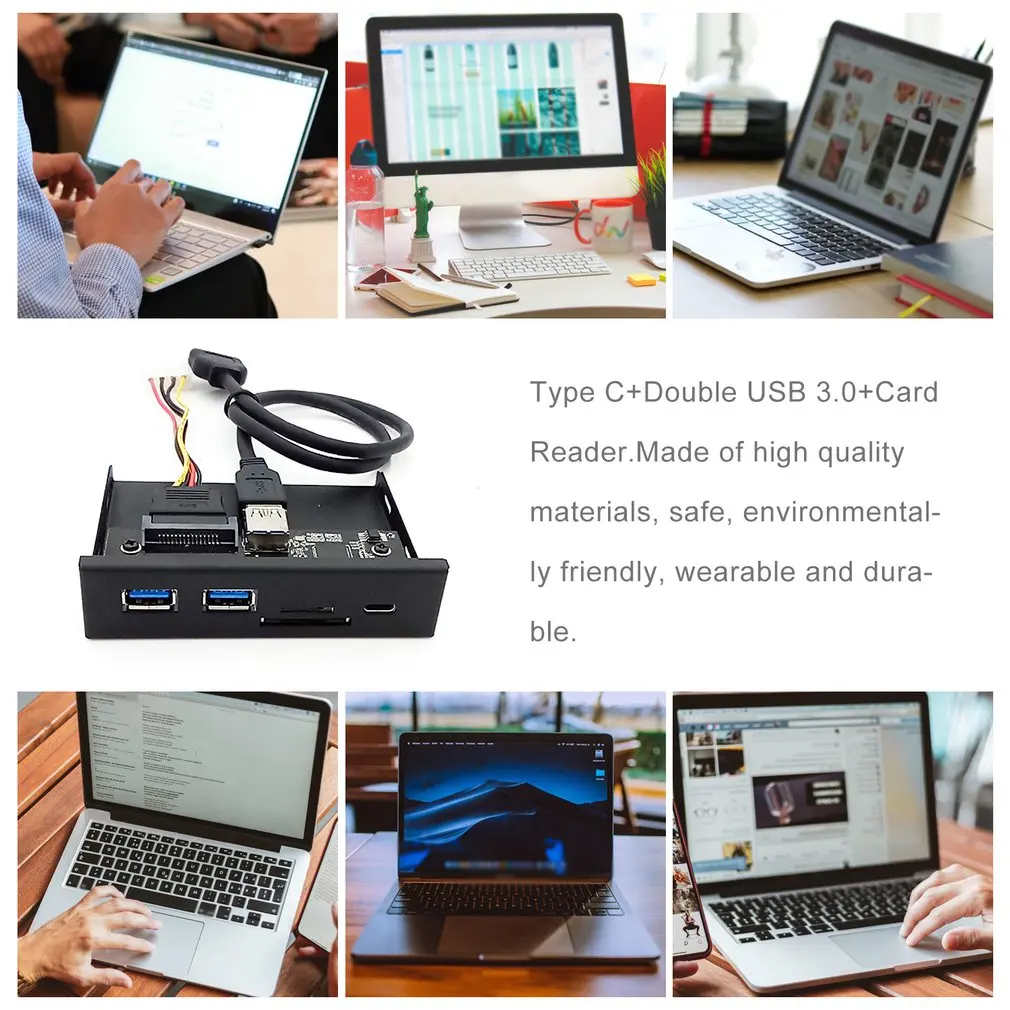 33S50-RTK 3 в 1 кард-ридер USB 3,0 Передняя панель медиа тип-c двойной USB 3,0 порт концентратор приборной панели ПК передняя панель с кабелем питания