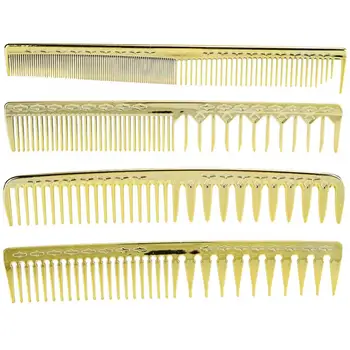 

4 Type Gold Barber Comb Shampoo Brush Hair Cutting Comb Anti-Static Electroplate Professional Hair Styling Comb for Salon Comb