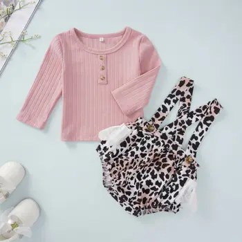 

2019 New 2PCS Leopard Bodysuit Pants Baby Clothing Sets For Winter Autumn Baby Girls Suit Body Bebe Jumpsuit Pants Outfits