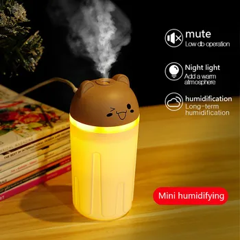 

ELOOLE 250ML Cute Animal Simple Mini Portable Air Humidifier Atomizer Diffuser Mist Mute Working Bedroom Car Desktop With Light
