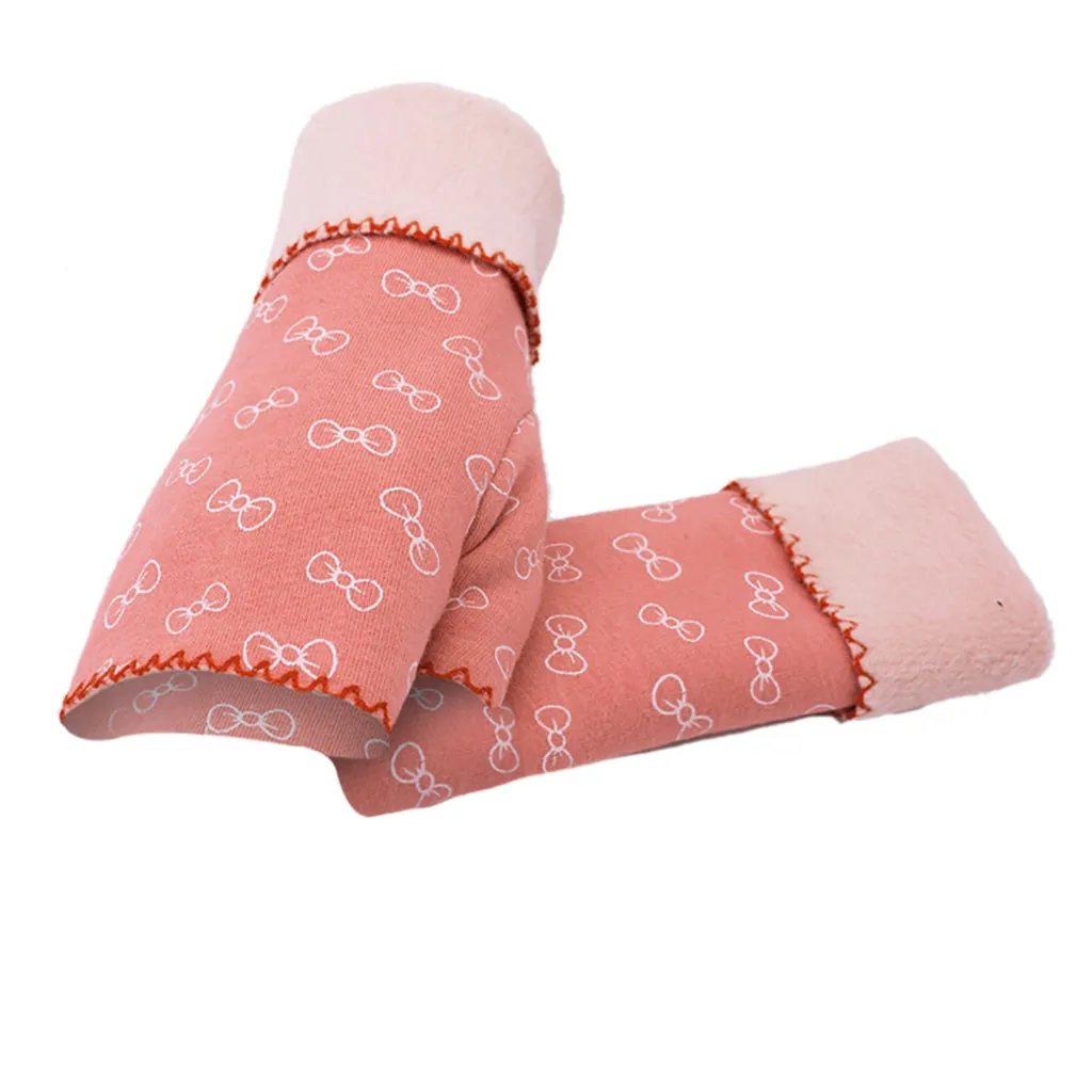 Pink Женские перчатки с принтом карамельных цветов, зимние теплые двойные толстые перчатки для езды на велосипеде, перчатки от холода - Цвет: Pink