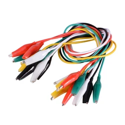 Pinces crocodiles à Double extrémité, lot de 10 pièces de fil de cavalier de couleur, fils de Test d'alligator, 50CM de largeur, 2.5mm, sonde mètre kit de démarrage 