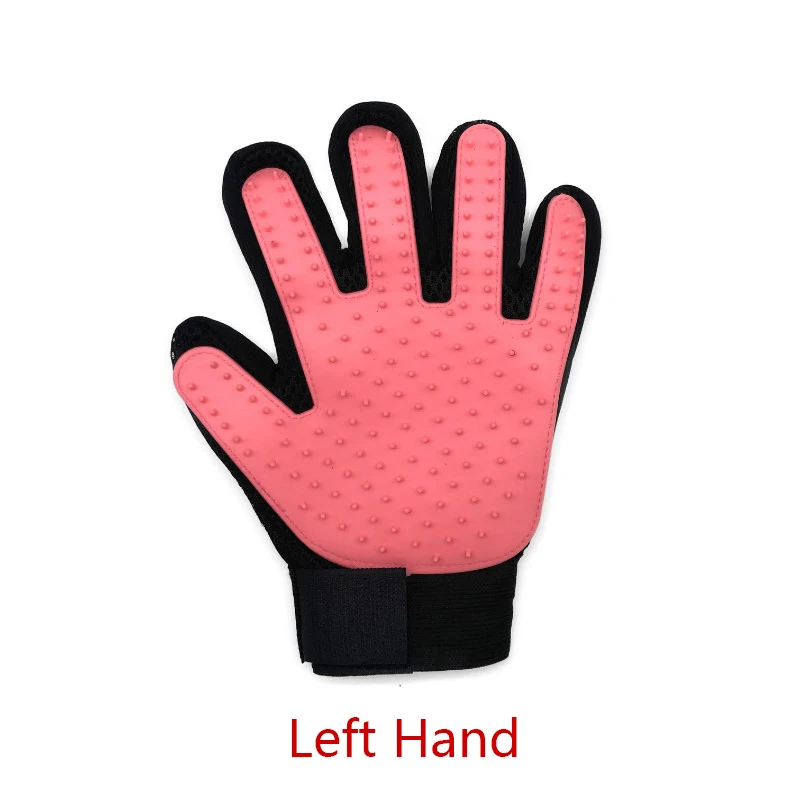 PINK LEFT Перчатки для ухода за котом, перчатки для кошек, перчатки для домашних животных, щетка для удаления шерсти, гребень, перчатки для домашних животных, массажные перчатки для уборки собак - Цвет: PINK LEFT