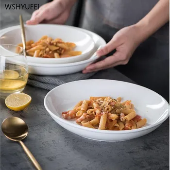 

1pcs pure white ceramic dinner plate steak cutlery soup bowl nut snack dish candy storage box buffet cutlery kitchen supplies