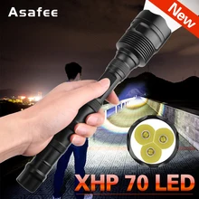 Мощный светодиодный фонарь XHP70, перезаряжаемый фонарь с USB зумом, фонарь для кемпинга, охоты, лампа с 18650 батареей