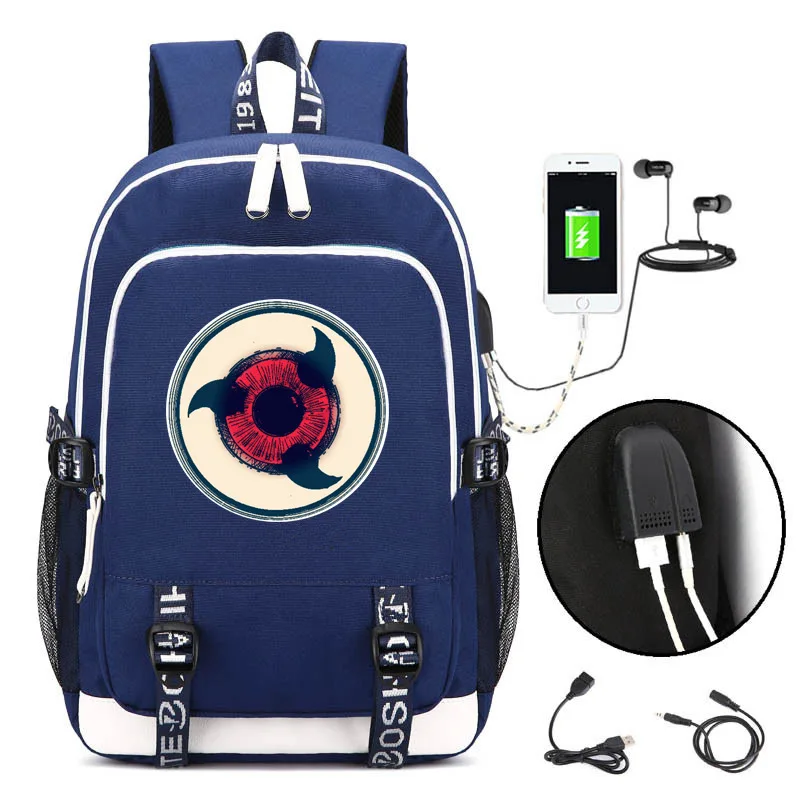 Cartoon Naruto Hatake Kakashi Backpack USB Charging Knapsack Anime Bookbag School Bags Laptop Shoulder Bags Men Travel Bag
