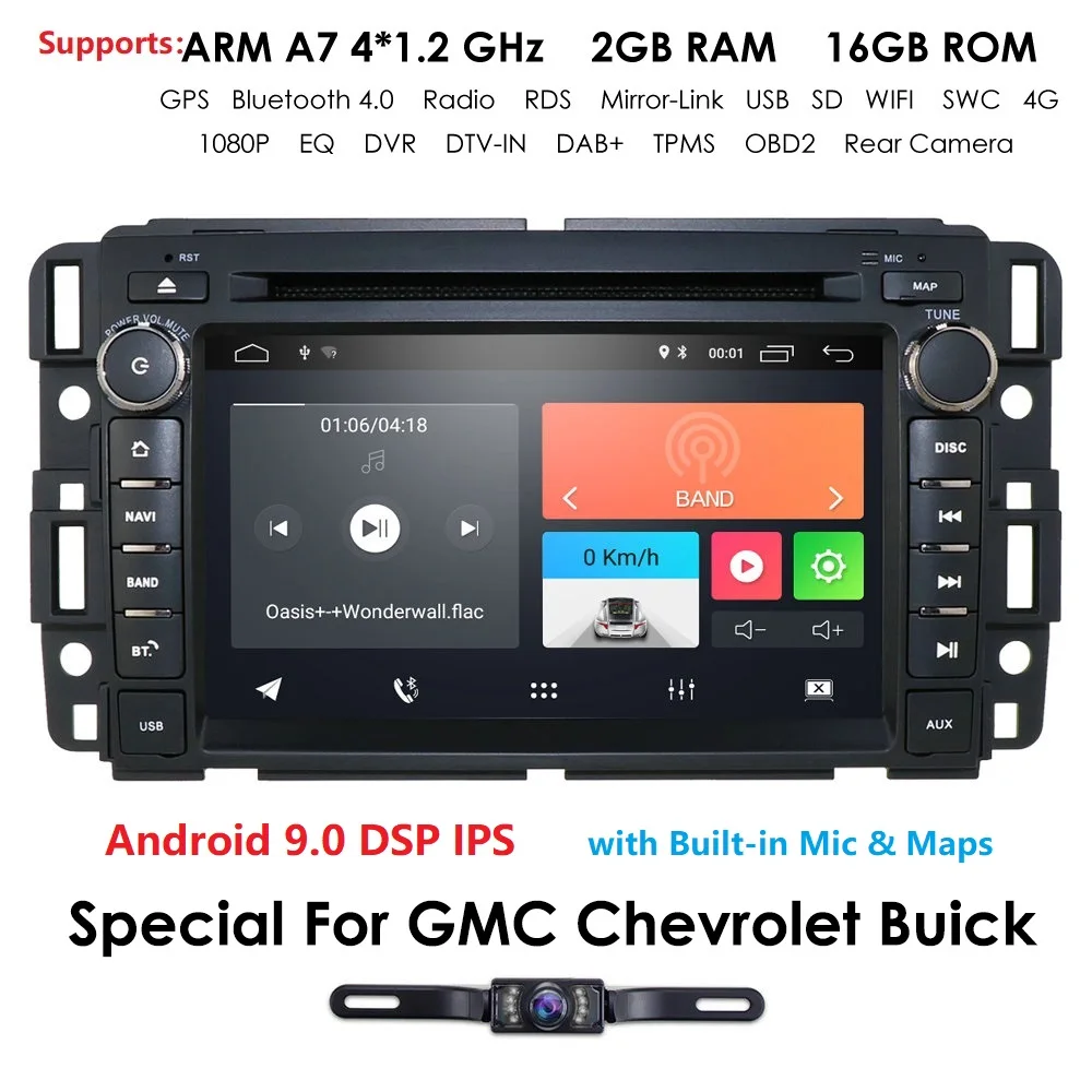 2G ram Android 9,0 автомобильный dvd-плеер для GMC Yukon Denali Acadia Savana, Sierra Chevrolet Express Traverse Equinox с 4G Wifi DVR