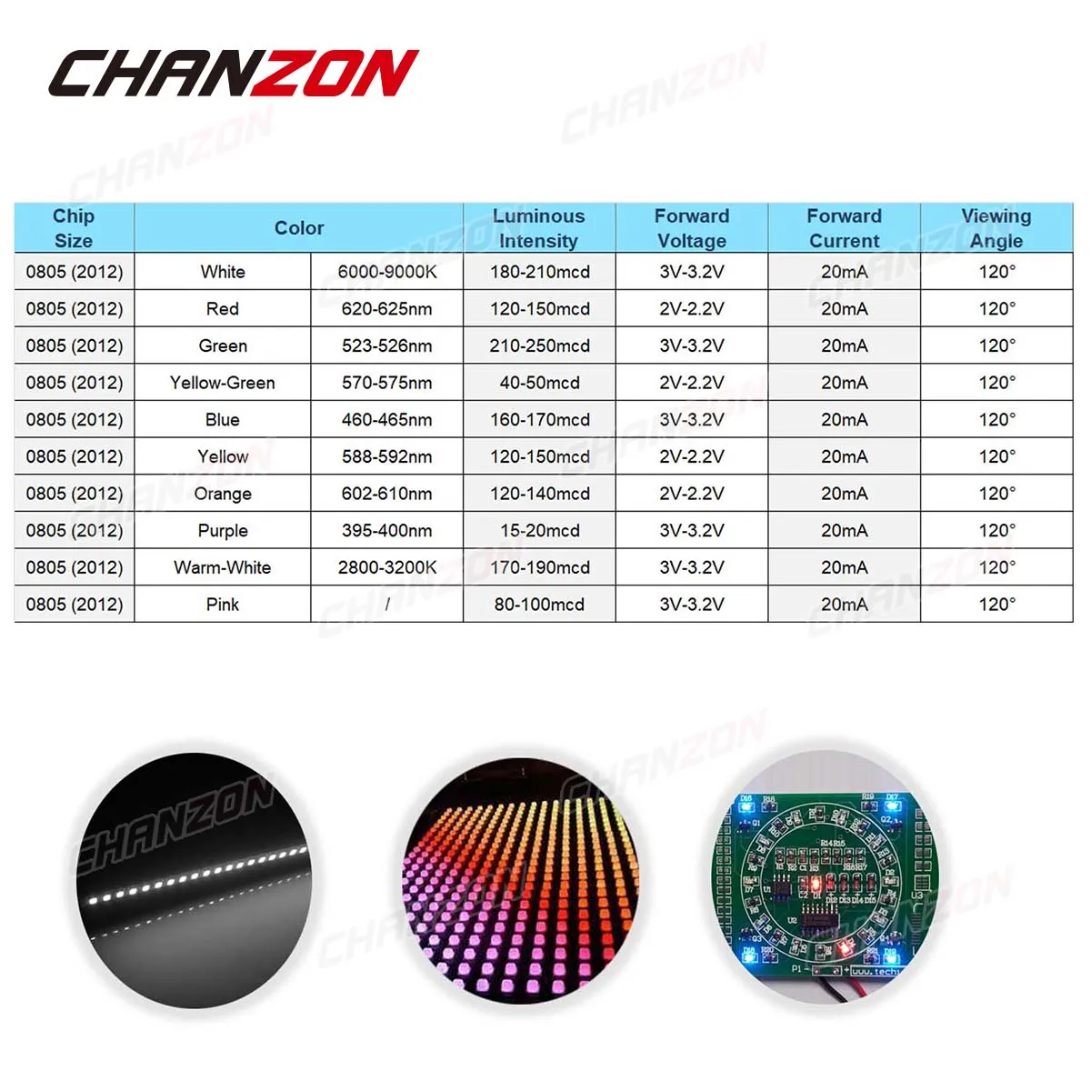 100pcs 0805 (2012) SMD LED Emitting Diode Kit Lamp Chip Light Beads Warm White Red Green Blue Yellow Orange UV Pink Micro 3V SMT