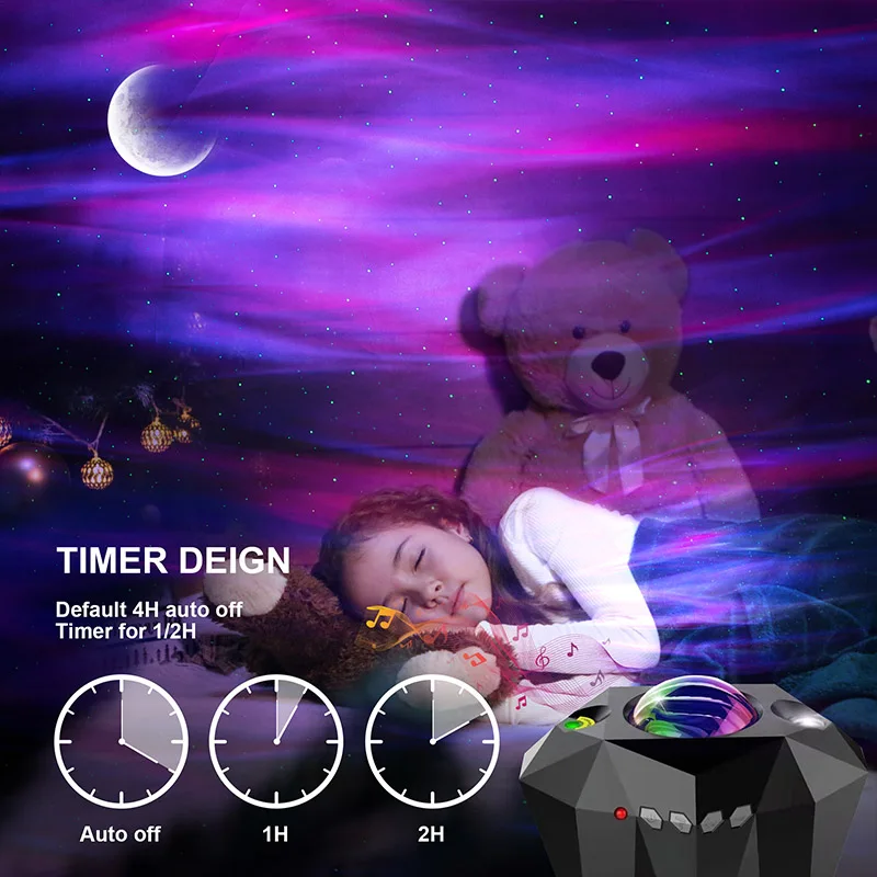 Led Aurora Borealis Mood Galaxy Projector Starry Sky Music Moon Nebula Projection Bedroom Decoration Laser Atmospher Night Light unicorn night light