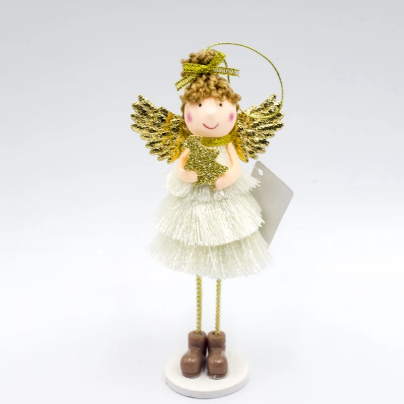 Gold Angel Doll Christmas Standing Desktop Ornament Holiday Figurines Gift For Boys& Girls Adornos De Navidad Desktop Decor