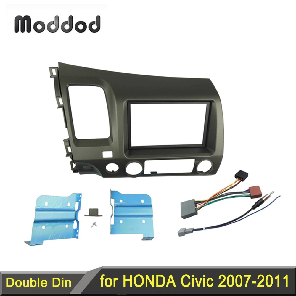 

Double 2 Din Radio Fascia For Honda Civic 2007-2011 Stereo Panel Refitting Installation Trim Kit Frame Bezel Wire ISO Harness