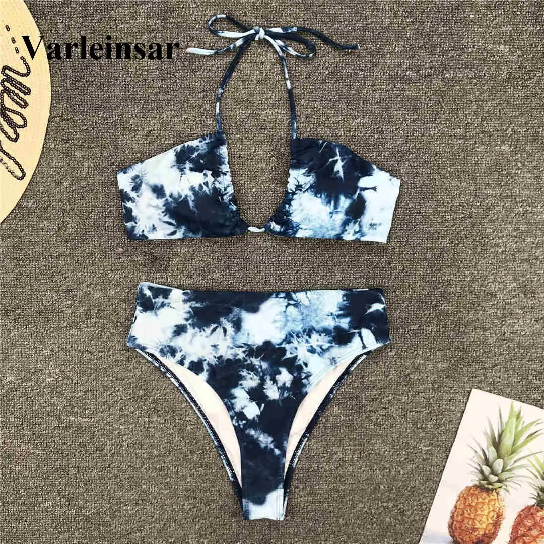 

Printed Bikini High Waist Swimsuit 2019 Women Swimwear Two-pieces Bikini set High Waist Bather Bathing Suit Swim Wear V1633