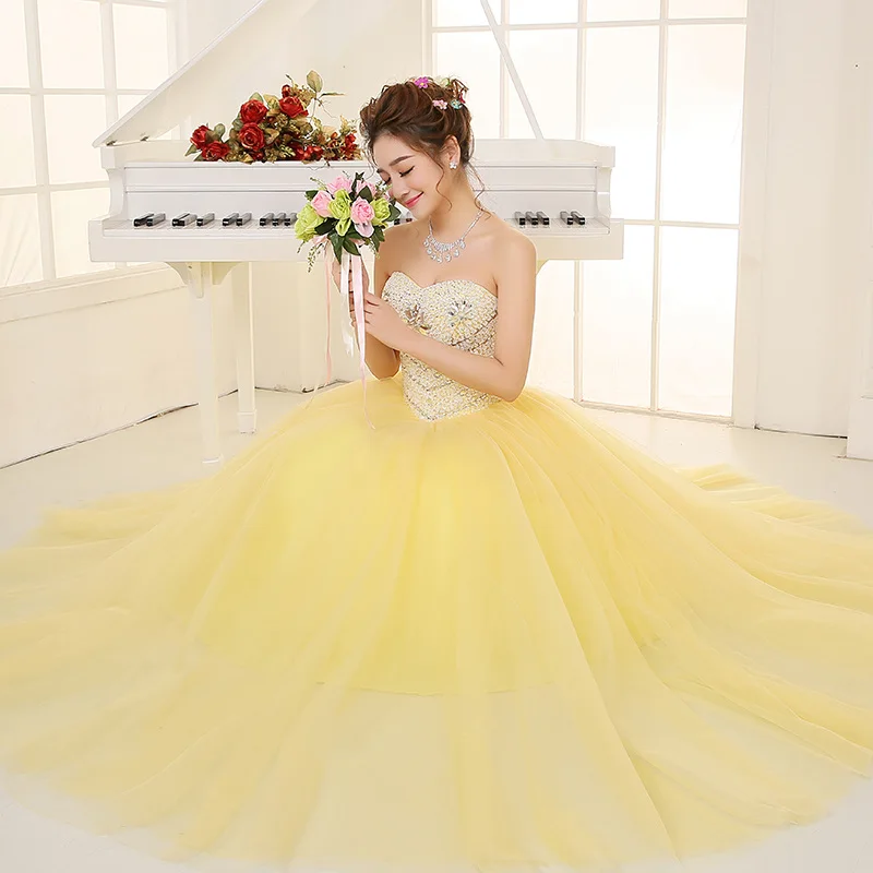 Очаровательные платья Quinceanera желтого цвета украшенный блестками и бисером Пышное бальное платье Тюль Выпускной Дебютант 16 15 сладкий 16 платье