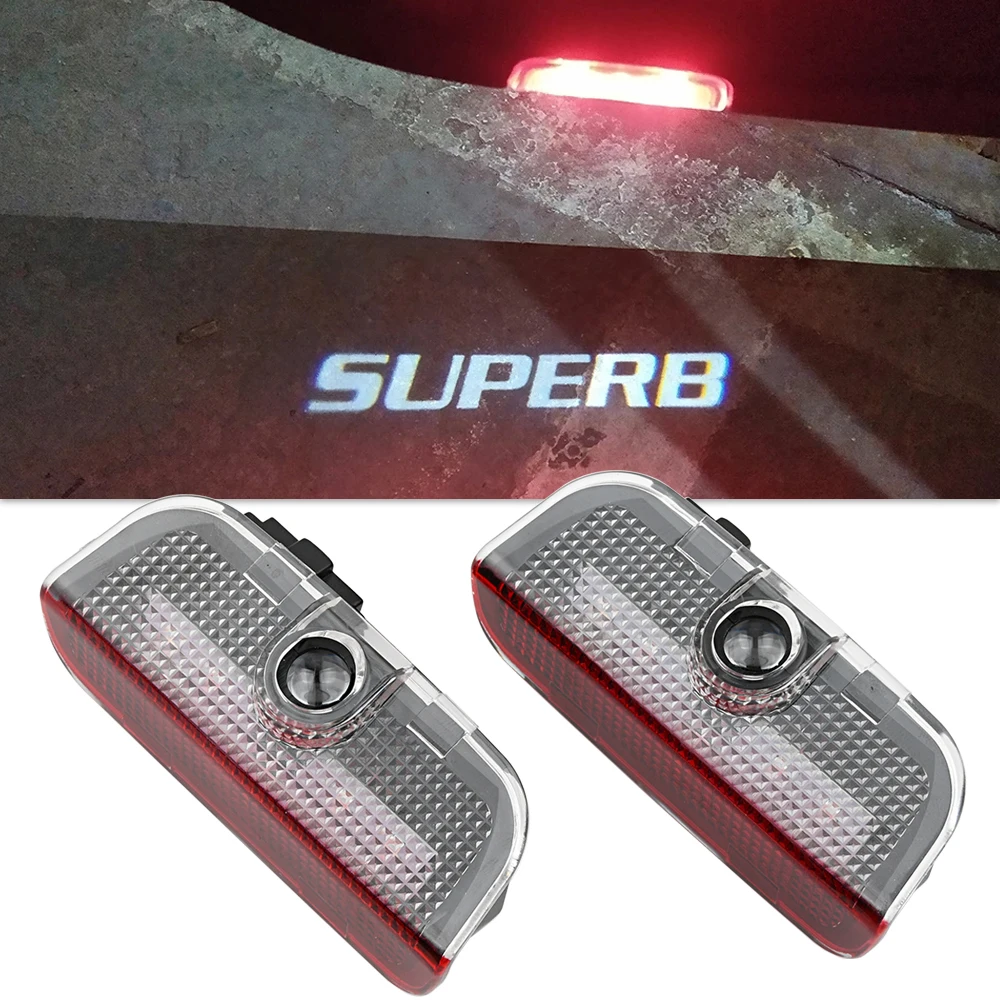2pcs SUPERB Shadow Welcome Light Logo For Skoda Superb 2 3 MK2 Car Styling Projector Lamp Courtesy | Автомобили и мотоциклы