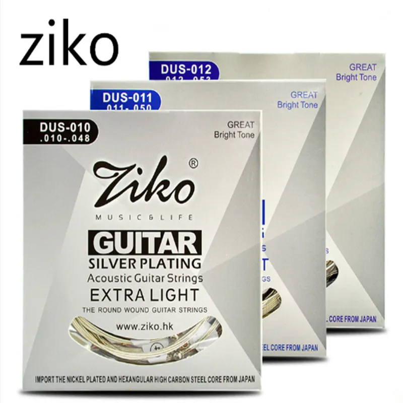 Ziko Acoustic Guitar Strings Set 010 011 012 Silver Plating 6 For Parts Musical Instruments | Спорт и развлечения