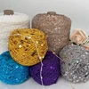 COOMAMUU 50/Ball пряжа 140M Hand Knitting Cotton Yarn 3mm+6mm Sequins Yarn DIY for Woman Woollen Sweater Hat Scarf 5