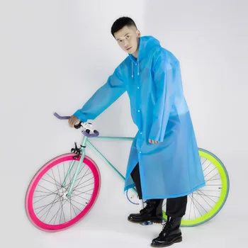 

New Long Universal Raincoat Women Men EVA Travel Rain Poncho Rainwear Cover NOT Disposable Waterproof Camping Hooded Raincoat(Bl