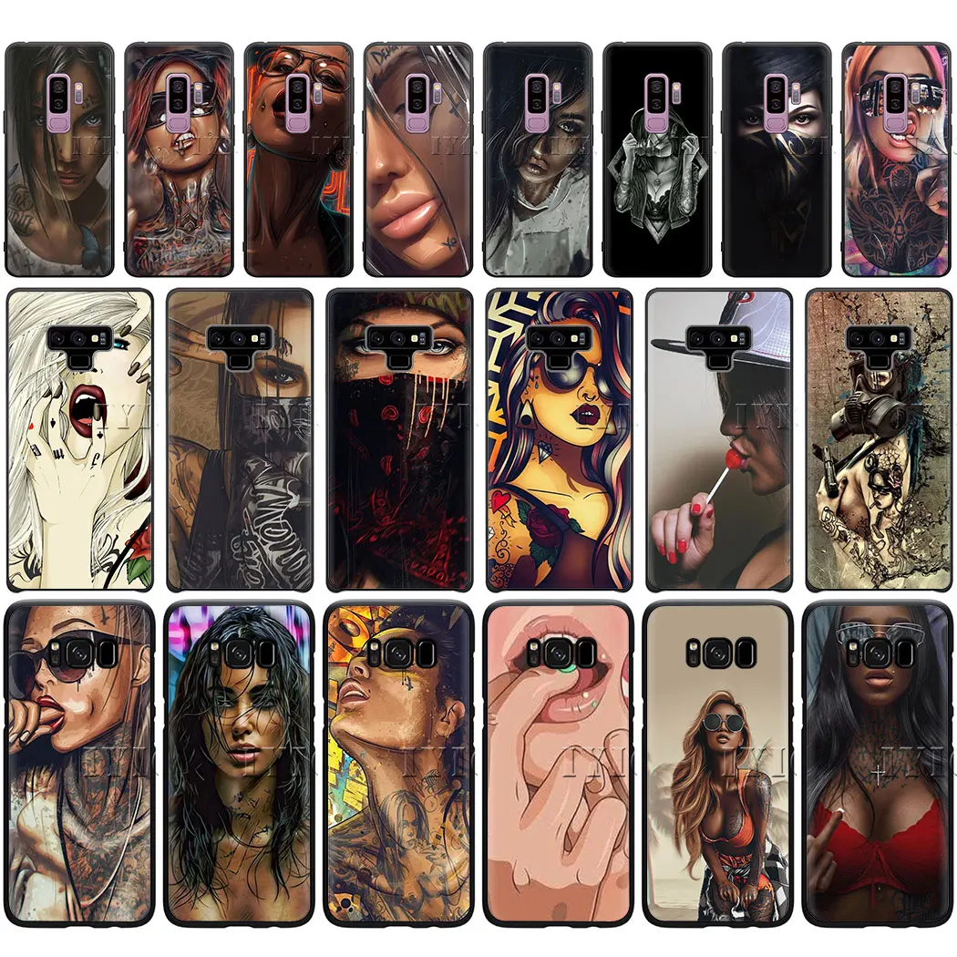 Пикантные Длинные рукава татуировки для девочек мягкий чехол телефона samsung 10
