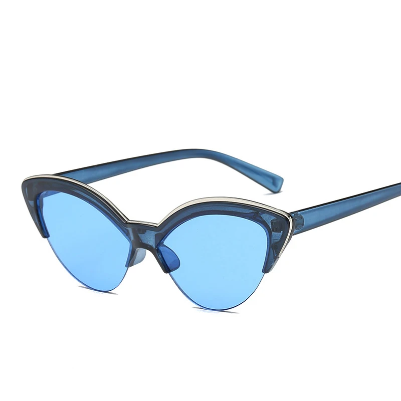 2-Blue-Blue MuseLife кошачий глаз солнцезащитные очки женские брендовые дизайнерские синие модные солнцезащитные очки для женщин трендовые тонированные цветные тени UV400 - Цвет линз: 2-Blue-Blue