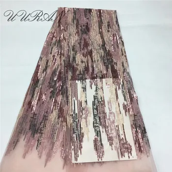

Tulle Lace with Sequins African Net Lace Fabric High Quality Latest Nigerian French Mesh Lace Fabrics for Party Dress