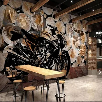 

milofi custom large 3d wallpaper mural wood motorcycle graffiti tooling background wall