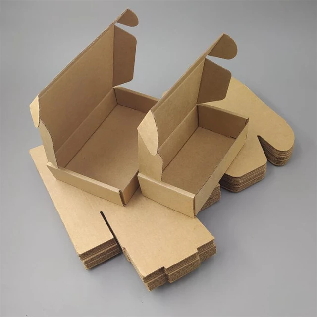 100pcs Flat Small Brown Postal Boxes Kraft Mailing Mailer Box Blank Flat  Kraft Delivery Corrugated Cardboard