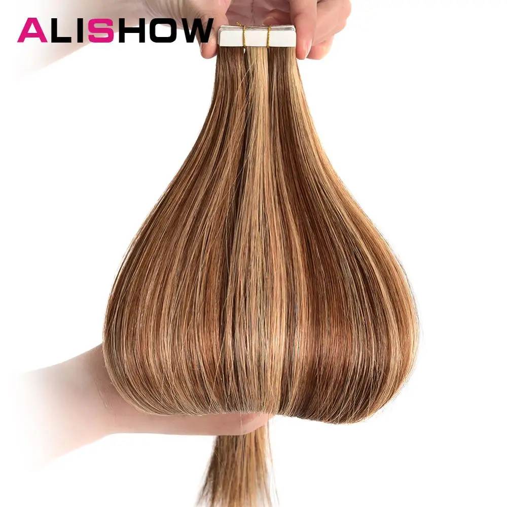 Лента Alishow для наращивания человеческих волос Remy прямые невидимые волосы из