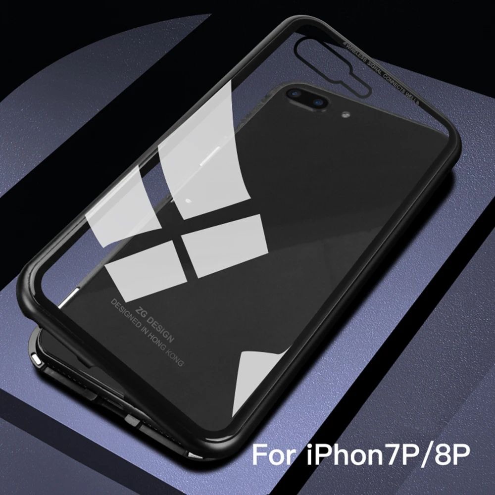 Для iphone 7 чехол с магнитной адсорбцией мобильный чехол для телефона для iphone X 8 Plus прозрачное закаленное стекло встроенный Магнит Стильный чехол