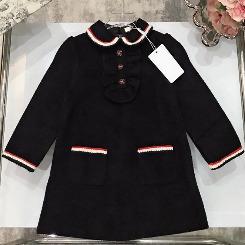 

Baby girl autumn winter Spanish England woolen dress kids peter pan collar College style cute thick dress