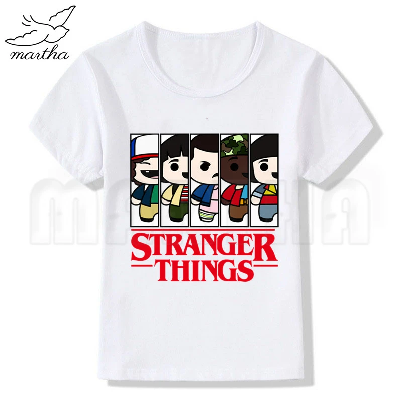 Camiseta de Stranger Things para camisa blanca divertida de dibujos animados, Tops de verano, camiseta de manga corta para niños, ropa para - AliExpress