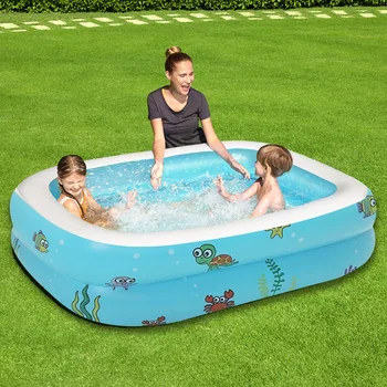 

Outdoor Inflatable Pool Family Swimming Pool Inflatable Swimming Kiddie Pools Rectangular Paddling Pool for Kids Adults Babies