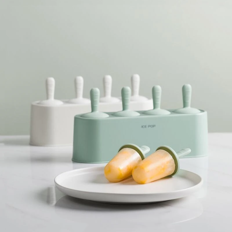 4 구멍 실리콘 아이스 금형 아이스 큐브 트레이 Popsicle 배럴 Diy 금형 디저트 아이스크림 금형 Popsicle 스틱 홈 주방 도구