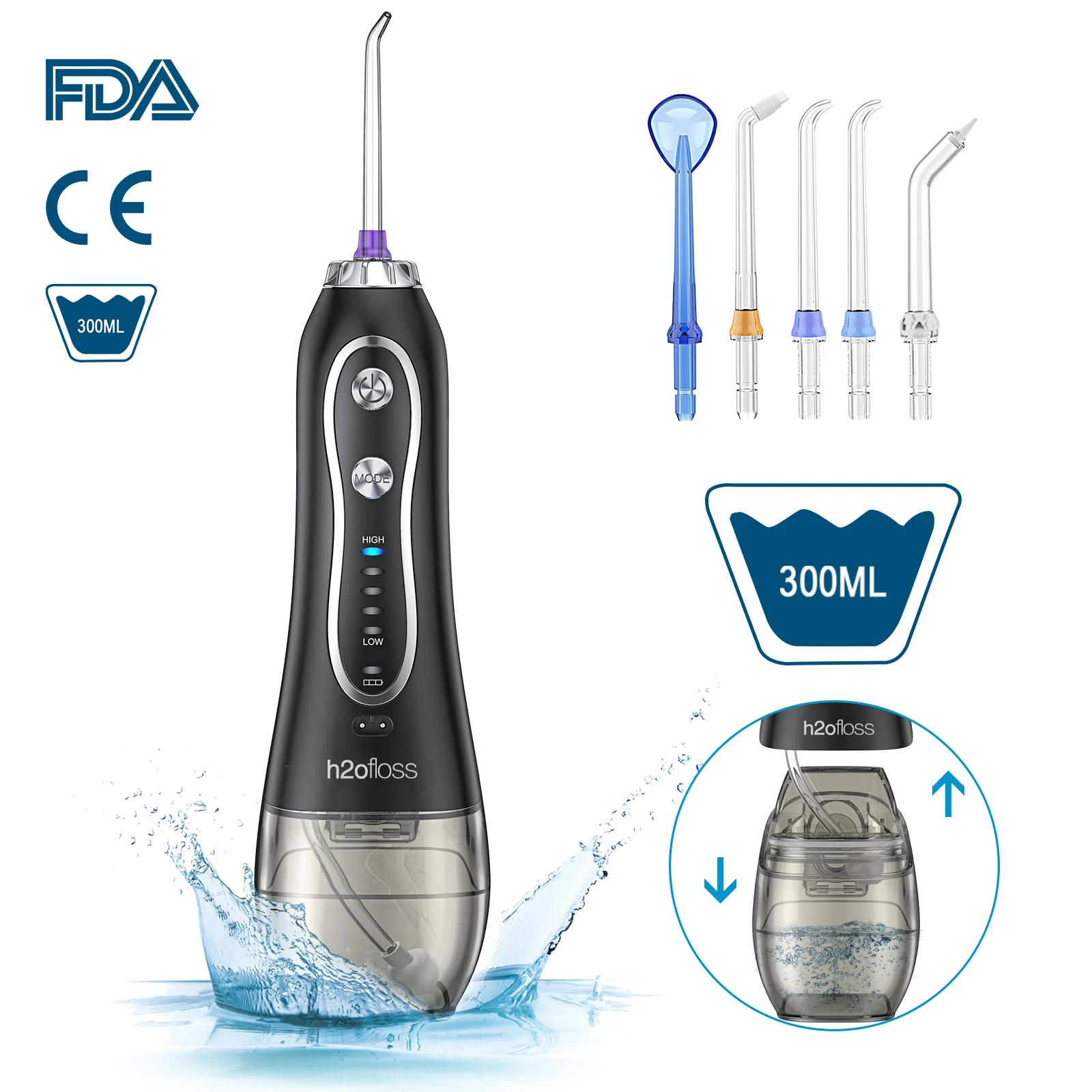 PROD 1005003004362196 5 Mode Oral Irrigator 300ML Water Floss Portable
Dental Water Flosser 5 Nozzles Jet Irrigator Dental Teeth Cleaner with
Bag
