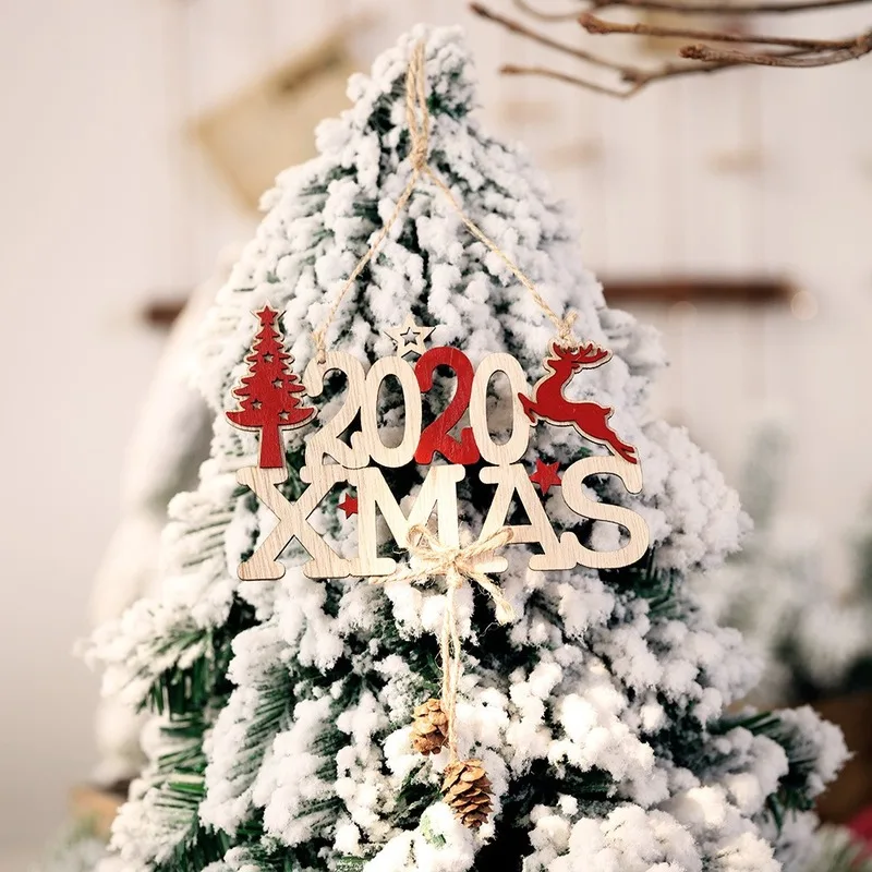 

Creative XMAS 2020 Wooden Christmas Ornaments Pedants for Christmas Tree Door Christmas Decorations for Home Accessories