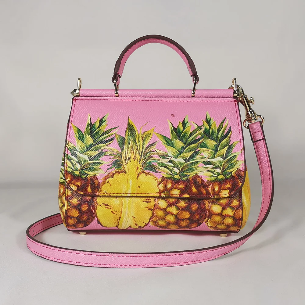 

Women's Handbags Women's Shoulder Bags Tote Bags Leather Women's Messenger Bag Designer Pineapple Pink