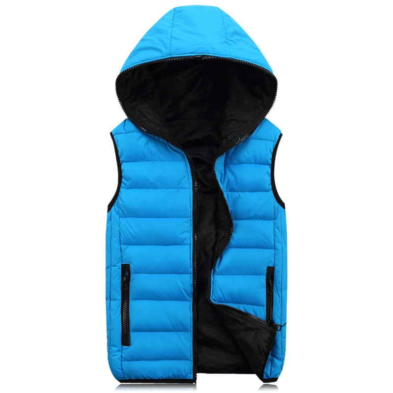 

Men's Hooded Vests 2019 Mens Outdoors Vest Male Waistcoat Thicken Cotton Down Coat Spring Autumn Sleeveless Jacket for Men 1171