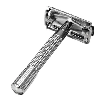 

Men'S Traditional Double-Edge Blade Safety Razor Hair Beard Silver Manual Shaver