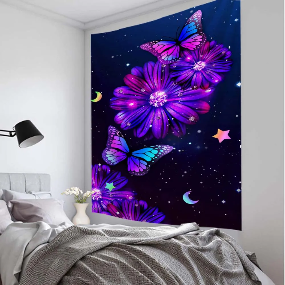 Tapestry Fantasy Art Wall Hanging Cloth Butterfly Home Art Decoration Bohemian Dormitory Bedroom Wall Decoration Tapestry 2